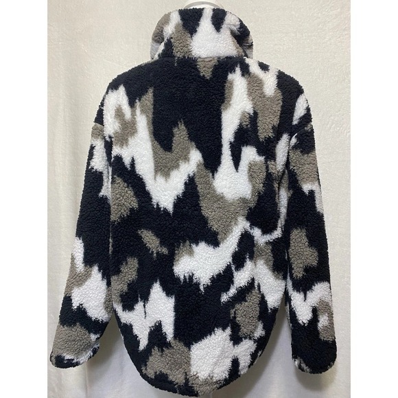 Eddie Bauer Fleece Pullover Women Size XL Black Camo Plush 1/4 Zip Soft Jacket - Picture 7 of 14